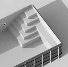 Treppe eckig mit Sitzbank
